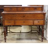 Regency mahogany desk circa 1810, having a slide out hinged single drawer opening to the fitted