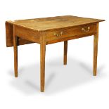 Primitive drop leaf table, rising on tapering legs, 27"h x 38.5"w