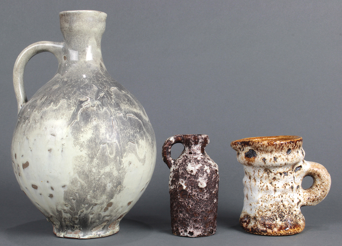 (lot of 6) Art Pottery group including "Fat Lava" examples, a Mobach pitcher with a grey glaze, - Image 2 of 7