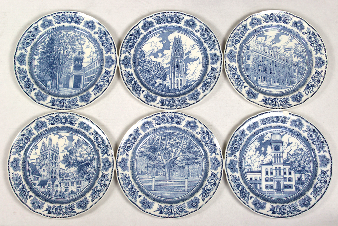 (lot of 11) Wedgwood transferware dinner plate group, circa 1931, each depicting a building at