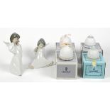 (lot of 6) Spanish Lladro porcelain group, consisting of two angel figures, and four porcelain