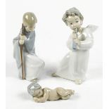 (lot of 3) Lladro group, including two figures of angels, largest: 6"h