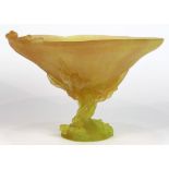 French pate de verre compote, having floral accents executed in yellow, underside marked "Nancy,