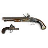 British pistol group, consisting of a pocket flintlock example, together with a British military "