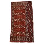 Turkoman tekke carpet, 2'1" x 4'3" fine, no fringe