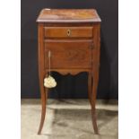 Louis XV fruitwood commode circa 1770, the sides having single doors and rising on cabriole legs,