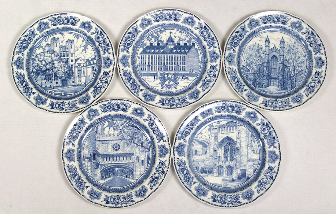 (lot of 11) Wedgwood transferware dinner plate group, circa 1931, each depicting a building at - Image 3 of 5