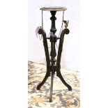 Victorian Renaissance Revival black lacquer plant stand, late 19th Century, rising on a tripartie