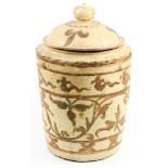 Vietnamese brown inlaid ceramic lidded jar, Tran dynasty (13th c), the shoulders molded with lotus