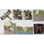 (lot of 7) Buck's County ceramic tile group, consisting of (2) "Avalon" tiles, dated "1992" to the