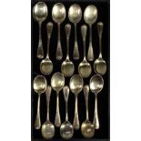 (lot of 18) French Emile Puiforcat .950 silver vermeil dessert spoons