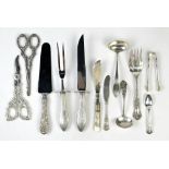 (lot of 12) Assorted sterling silver and silverplate flatware group, consisting of various serving