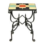 California tile top wrought iron table