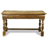 Continental carved library table late 17th / early 18th century with later elements, the rectangular
