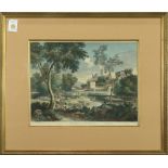 Continental School (19th century), Romans along the Waters Edge, etching with hand-coloring, from
