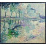 Manner of Claude Monet (French, 1840-1926), River Farm, oil on canvas, unsigned, 20th century,