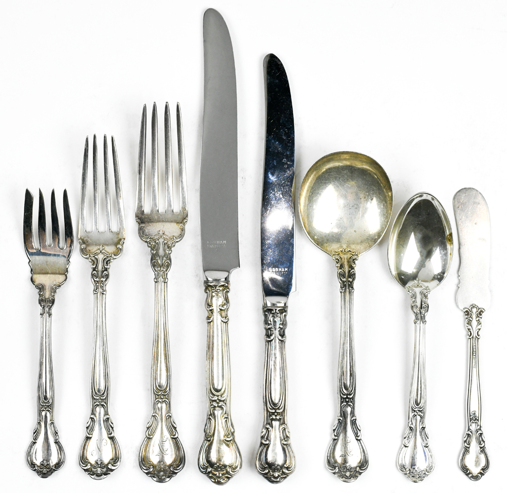 (lot of 55) Gorham sterling silver flatware service in the "Chantilly" pattern - Image 2 of 2