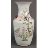 Chinese enameled porcelain vase, of baluster form featuring beauties gathered in a garden,
