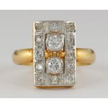 Diamond and platinum-topped 18k yellow gold ring