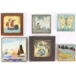 (lot of 6) Cloisonne art tile group, each polychrome decorated and relief molded, consisting of a