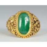 Jadeite and 22k yellow gold ring