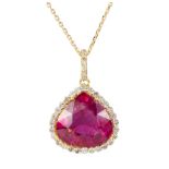 Tourmaline, diamond and 18k yellow gold pendant-necklace