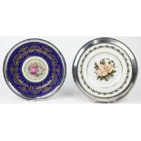 (lot of 2) Porcelain and sterling silver chargers, consisting of a Royal Worcester bone china