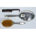 (lot of 3) International sterling silver weighted hand mirror, with additional brush and comb,