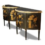 (lot of 2) Louis XV style chinoiserie decorated commodes