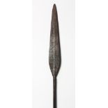 African spear, having a steel point to the carved wood staff, 5'1''