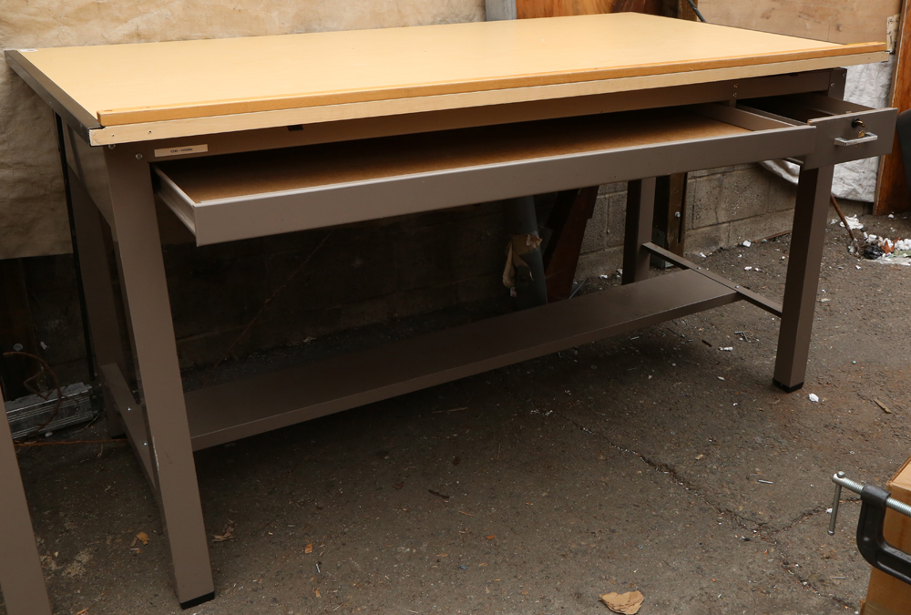 Drafting table, with adjustable top, 37.5"h x 6'w x 37.5"d - Image 2 of 3