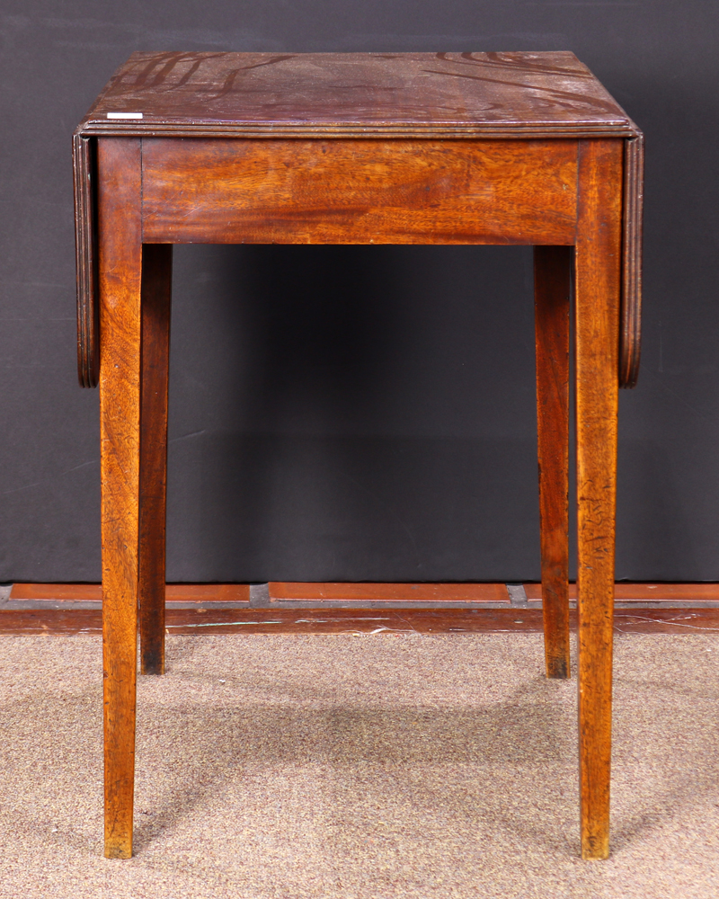 Federal walnut pembroke table, having a single drawer with two D form drops, and rising on square - Image 2 of 4