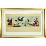 After Joan Miro (Spanish, 1893-1983) "Sur Quatre Murs," screenprint, unsigned, overall (with frame):