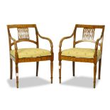 (lot of 2) Pair Swedish Empire fruitwood armchairs