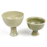 Two Vietnamese Celadon Stem Cups