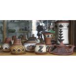 (lot of 7) Weller Pottery group in the "Suveo" pattern, in various forms and styles, with white