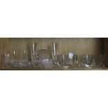 One shelf of cut and etched glass, including two Orrefors "Twinkle Twinkle" Little Star vases;