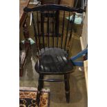 Fan back Windsor chair in black paint circa 1800, 38"h