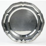 Danish .830 silver charger Svend Toxværd, having a scallop rim to the round plateau, 12" dia, 18.1
