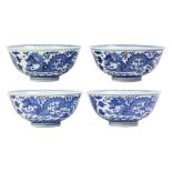 Chinese Blue-and-White Porcelain Bowls, Dragons