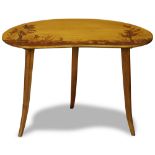 German Art Nouveau Buchschmid & Gretaux parquetry kidney shape scenic table