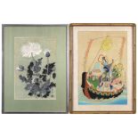 (lot of 2) Japanese woodblock prints: Asada Tangyu (1899-1984), depicting chrysanthemums; Hasegawa