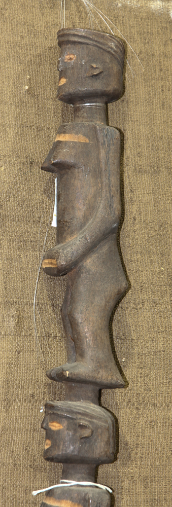 African decorative carved wood septre, depicting two female figures, 3'h - Image 2 of 2