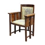 British Arts & Crafts oak tub armchair