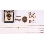 Collection of multi-stone, yellow gold, gold-filled and metal jewelry Including 1) pair of shell