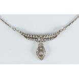 Diamond and white metal necklace Featuring (52) full-cut diamonds, weighing a total of approximately