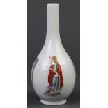 Chinese enameled porcelain vase, with a long neck and pear shaped body featuring figures