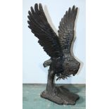Hunting Owl, metal sculpture, signed "A. Tiot" on base, 20th century, overall: 24"h x 12.5"w x 12.