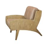 Karl Springer style shagreen veneered lounge armchair