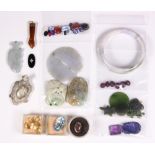 Collection of jade jewelry and unmounted multi-stone items Including 6) unmounted star rubies,